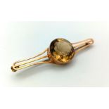 A Vintage Possibly Antique Smoky Quartz Bar Brooch. Pin has been replaced. 6cm. 5ct. Total