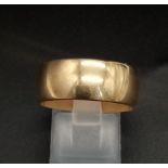 A Vintage 9K Yellow Gold Band Gents Ring. Size U/V. 6.32g.