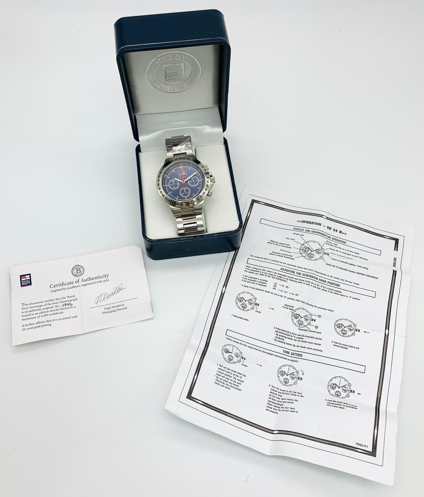 Unworn Limited Edition ‘Sovereign on the Seas’ Royal Navy Chronograph Watch, still in Original Box - Image 3 of 12