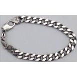 A 925 Silver Flat Curb Link Bracelet. 32.80g. 21cm