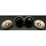 2 PAIRS OF STERLING SILVER STONE SET STUD EARRINGS 12G