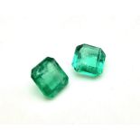 Two Colombian Emeralds Asher Cut 0.72 carats and 0.64 carats Total 1.36 carats. No certificates so