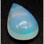 A 3.15 Ct Cabochon White Fire Opal Gemstone. Pear Shape. GLI Certified.