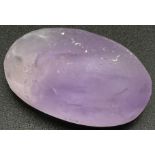 75.10 Ct Unpolished Amethyst. Purple. Oval Cabochon. Comes with GLI Certificate.