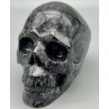 A 1000g Natural Gabbro-Jasper Hand-Carved Quartz Skull Figure - or Perfect Paperweight. 12cm x 9cm.