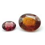 Set of 2 Gemstones. 0.96 Ct Natural Almandine Garnet - Violet Red - Oval Shape - GLI Certificate.