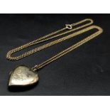 A Vintage 9K Yellow Gold Back and Front Heart Locket on a 9K Yellow Gold Necklace. 3 and 58cm. 6.