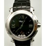 A Chopard Happy Sport Ladies Watch. Chopard black rubber strap. Stainless steel case - 36mm. Black