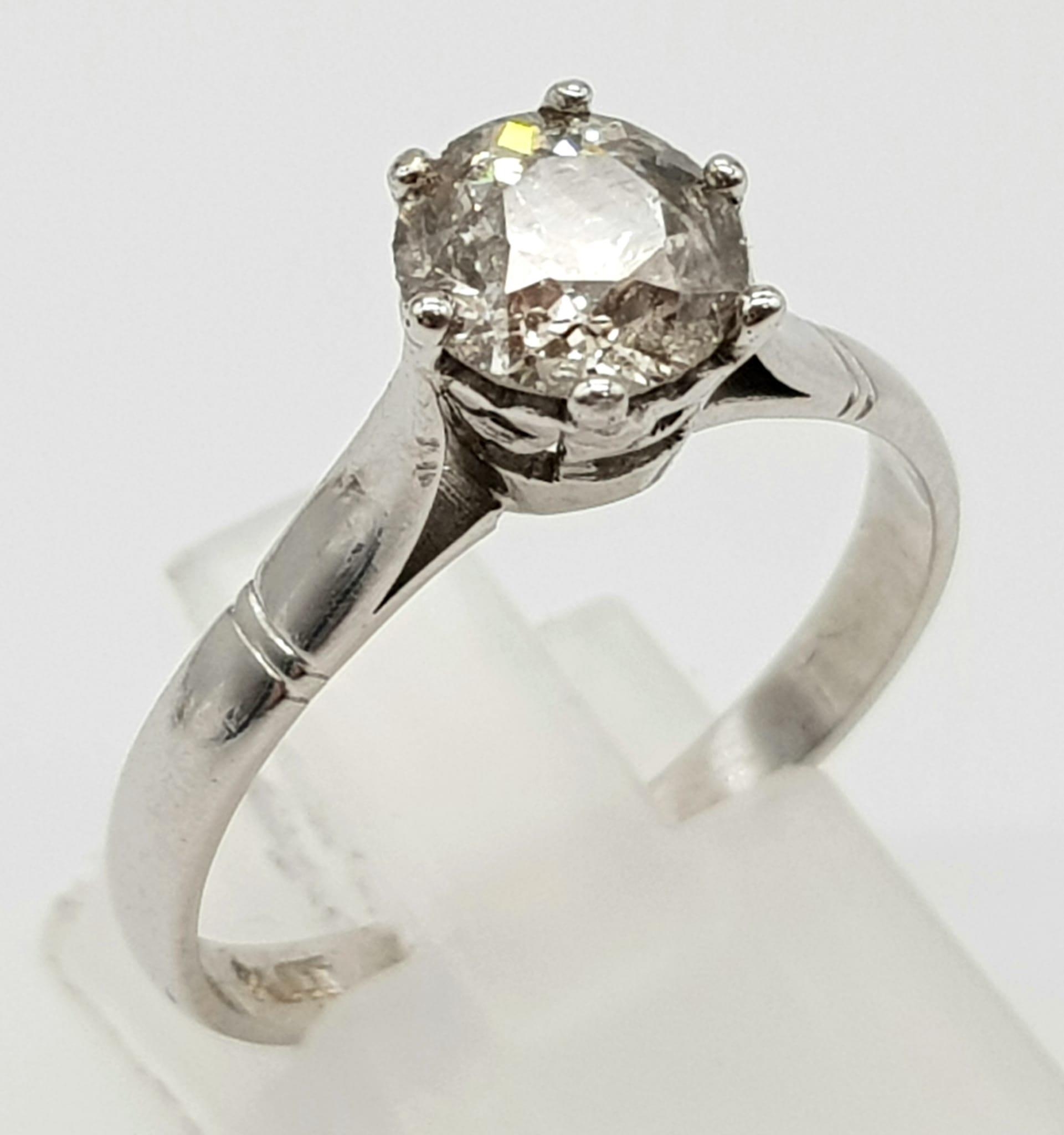 PLATINUM DIAMOND SOLIATIRE RING. 1.30CT APPROX DIAMOND. TOTAL WEIGHT 9.5G SIZE R