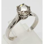 PLATINUM DIAMOND SOLIATIRE RING. 1.30CT APPROX DIAMOND. TOTAL WEIGHT 9.5G SIZE R
