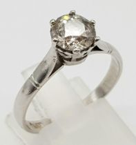 PLATINUM DIAMOND SOLIATIRE RING. 1.30CT APPROX DIAMOND. TOTAL WEIGHT 9.5G SIZE R