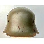 WW2 German Allgemeine SS Officers M18 Pattern Parade Stahlhelm Helmet. Dark green paintwork with