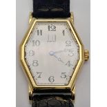 A Sublime Dunhill 18K Gold Limited Edition 100th Anniversary Unisex Watch. Original Black leather