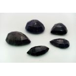 Lot of 5 Large Blue Sapphire Gemstones - Earth Mined Colour Enhanced. total weight 312.50ct
