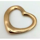 9k yellow gold Tiffany style open heart pendant. Weighs 2.2g