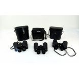 Three Pairs Of Binoculars. Two Vivitar and one Pathescope Pair. All come with a carry case.