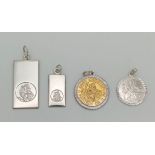 4 X STERLING SILVER ST CHRISTOPHERS. 2 X ROUND & 2 X RECTANGULAR ALL BRAND NEW 12.2G