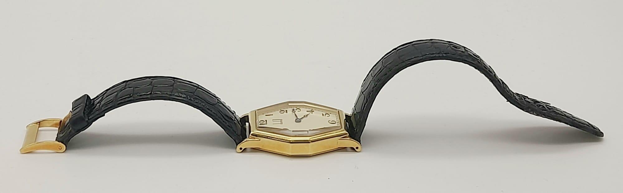A Sublime Dunhill 18K Gold Limited Edition 100th Anniversary Unisex Watch. Original Black leather - Image 8 of 8