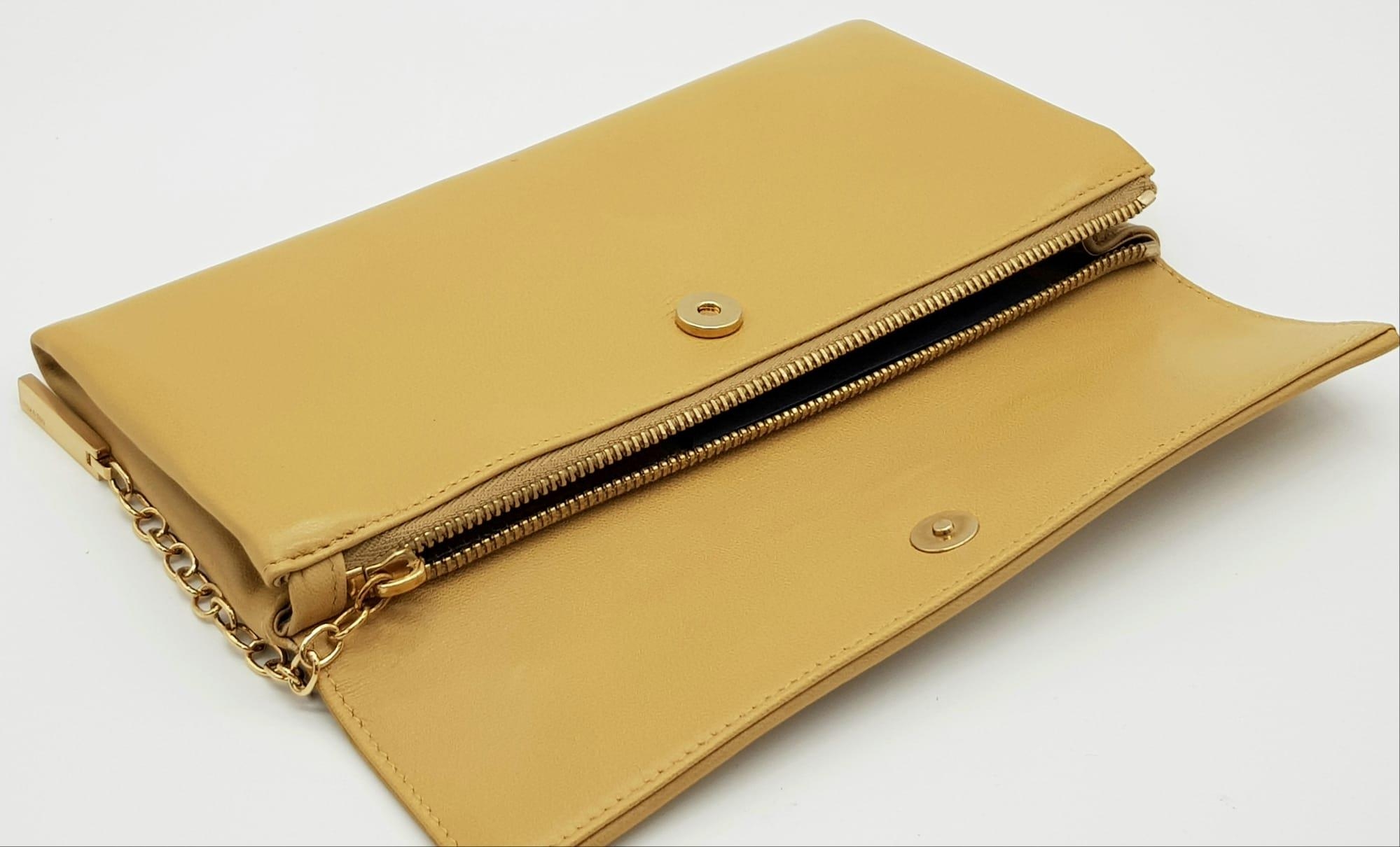 A Prada Brown Leather Clutch Bag in Box. Soft brown leather with gilded hardware. 20cm width by 11cm - Image 6 of 9