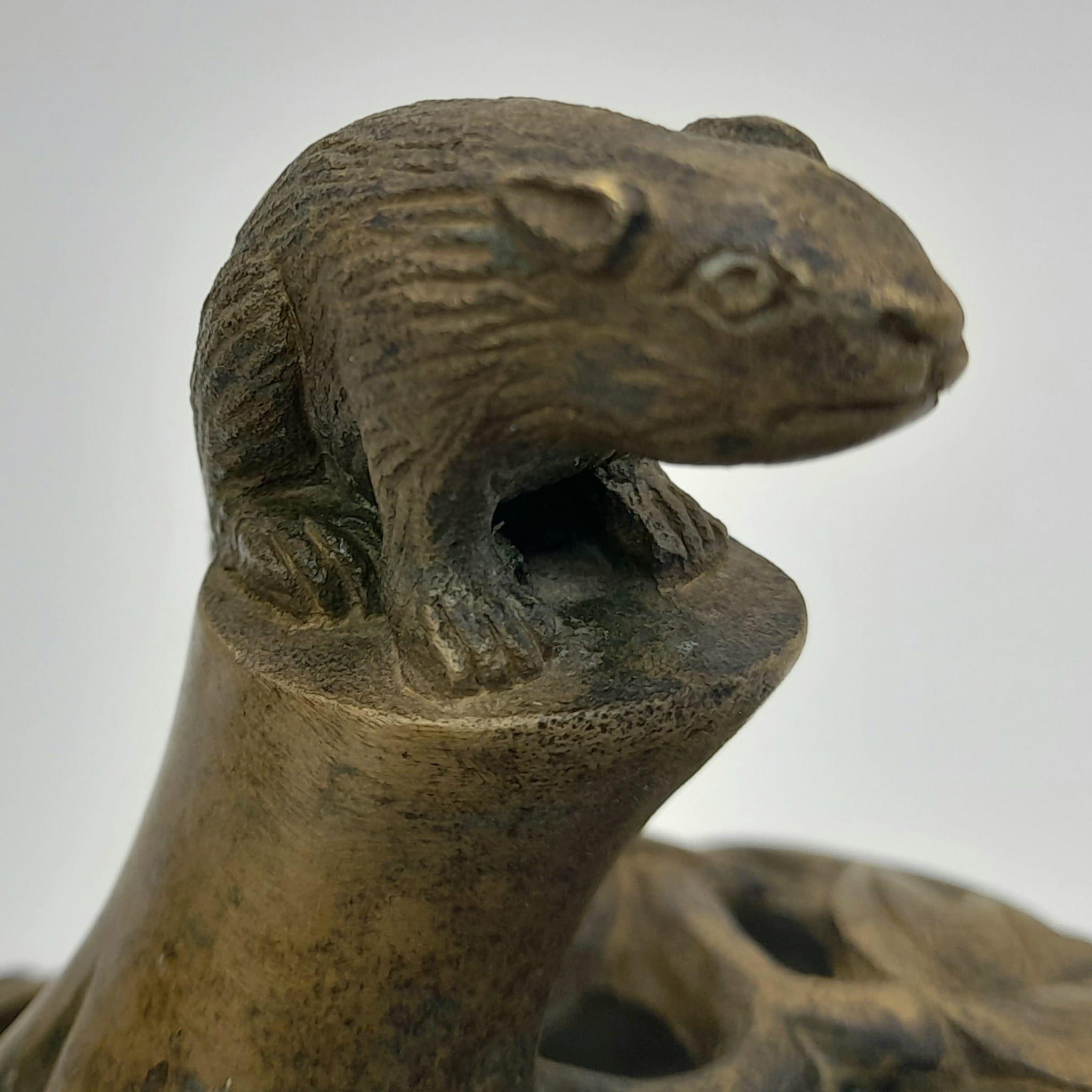 A Late Qing Dynasty Three Piece Bronze Censer. Rat at the apex overseeing a good harvest. 26cm tall. - Image 5 of 5