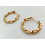 A Pair of 9K Yellow Gold Twist Hoop Earrings. 1.9g total weight.