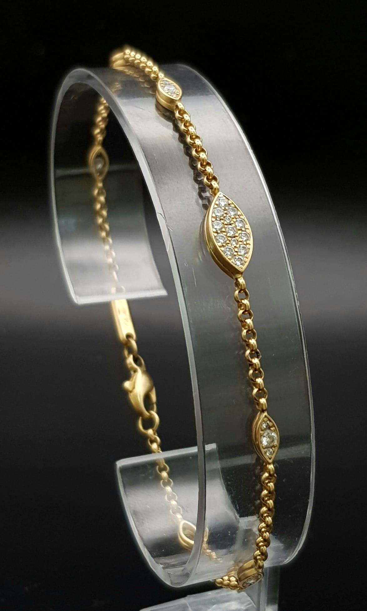 A Chopard 18k Gold and Diamond Bracelet. 18cm. 5.38g total weight. Ref: 11748 - Image 2 of 7