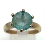 A Vintage 9K White Gold Aquamarine Ring. Size N. 4.49g total weight.