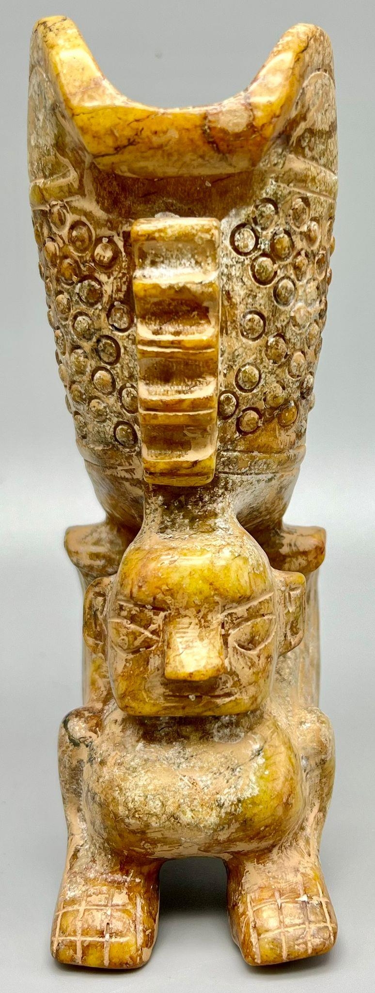 A Chinese, ceremonial, libation cup. Hand carved in great detail on hard stone (possibly jade), from - Image 2 of 5