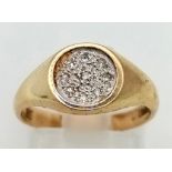 9K YELLOW GOLD DIAMOND SIGNET RING 2.5G SIZE K