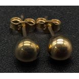 9K YELOW GOLD BALL STUD EARRINGS 0.5G