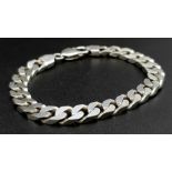 A 925 Silver Flat Curb Link Bracelet. 20cm. 30.2g total weight.