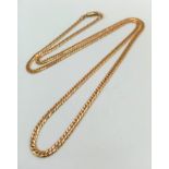 A 9K Yellow Gold Small Flat Curb Link Necklace. 60cm. 8.56g