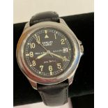 Vintage SEWILLS OF LIVERPOOL ARK ROYAL PILOTS WRISTWATCH. Black face model with luminous digits