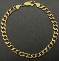A Vintage 9K Rose Gold Flat Curb Link Bracelet. 22cm. 18.15g