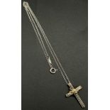 A Rare Tiffany and Co. 18K Gold And 925 Silver Unisex Necklace and Cross Pendant. Total Weight 8.