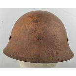WWII JAPANESE ARMY HELMET WITH ORIGINAL PAINT AND GREAT PATINA WITH REMNANTS OF ORIGINAL LINER.