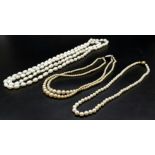 A Selection of 3 Different styles of Pearl Necklaces.