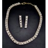 A Flat Uncut Natural Diamond Necklace with Matching Dangler earrings - set in 925 gilded silver.