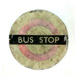 An Original Vintage London Bus Stop Sign. As found. 32cm diameter.