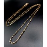 A 9K Gold Elongated Link Chain. 66cm length. 6.87g.