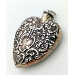 A Vintage silver heart perfume bottle pendent. 15.6g. Ref: 22