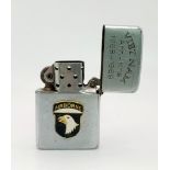 Vietnam War Era 1969 Date Coded Zippo Wind Proof Lighter. 101 st Airborne insignia with the tour