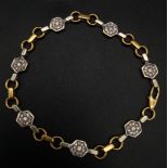 18K 2 COLOUR DIAMOND SET BRACELET. 0.70CT DIAMOND. TOTAL WEIGHT 15G