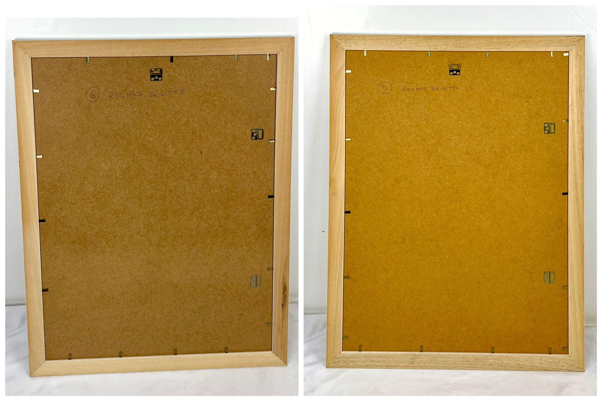 2 x Rochas Brigitte, Art work in wooden frames, both with Beautiful Tulip Art. Both H89cm x W69cm. - Image 2 of 2