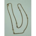 Long 9 carat GOLD BELCHER CHAIN with GOLD BATON Detail. Fully hallmarked. 13.7 grams. 26” (66 cm).