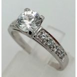 9k White Gold CZ Ring. Total Weight 2.6grams. Size O.