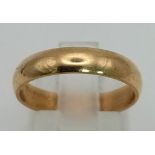 A 9K Yellow Gold Band Ring with a I Love You Inscription on the inner. Size N. 2.31g