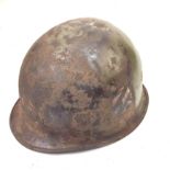WW2 US Army 3rd Infantry Division Helmet. A swivel bale example retaining a flash of the blue and
