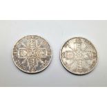 Two Queen Victoria 1887 Silver Florin Coins. Please see photos for conditions.
