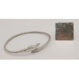 A marvelous, post modern, sterling silver, artisan's bracelet and ring set. Both items hand made and